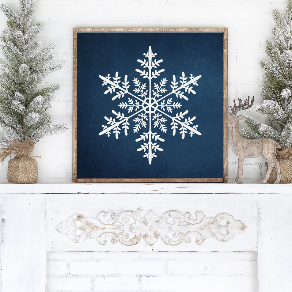 Festive Blue Snowflake 1 Canvas Printed Sign
