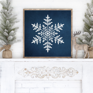 Festive Blue Snowflake 1 Canvas Printed Sign