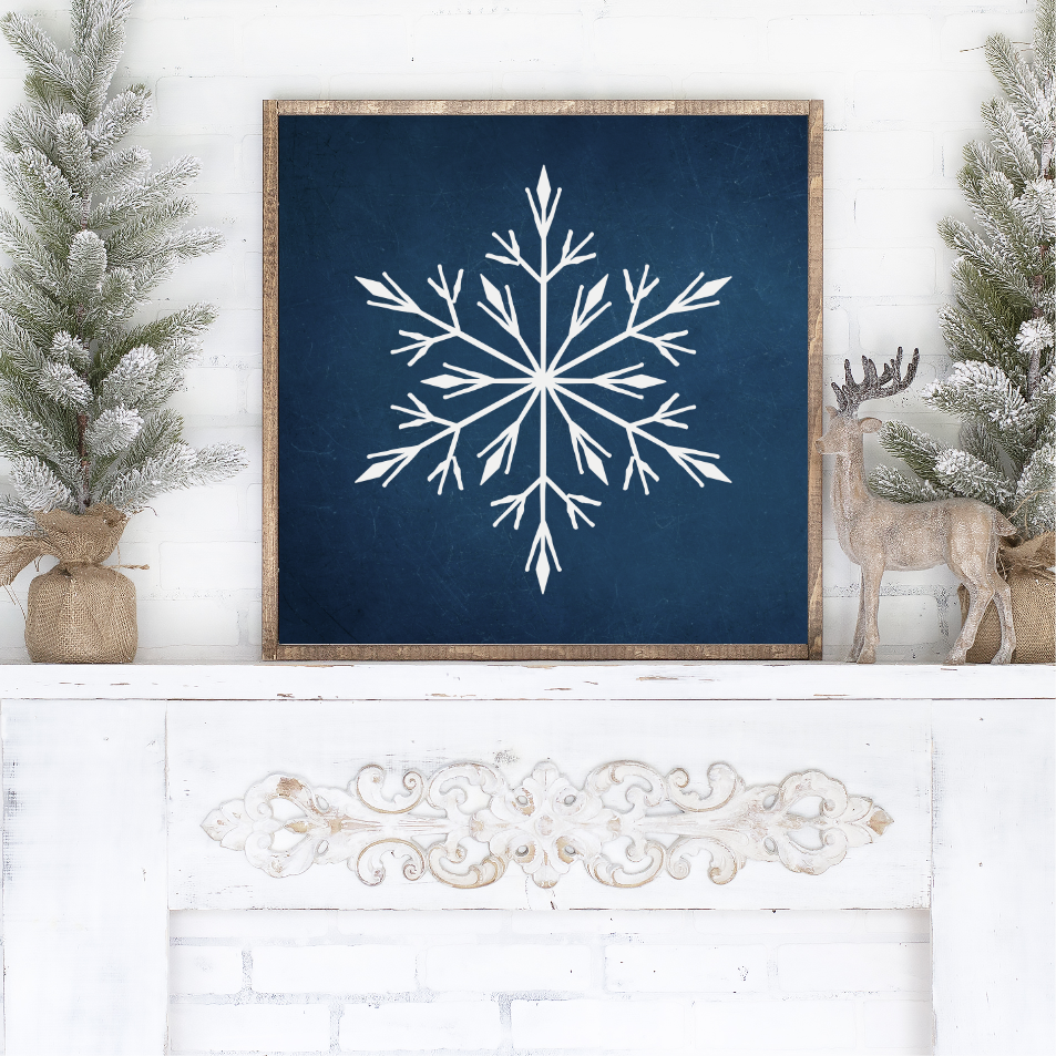 Festive Blue Snowflake 2 Canvas Printed Sign