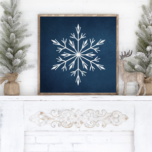 Festive Blue Snowflake 2 Canvas Printed Sign