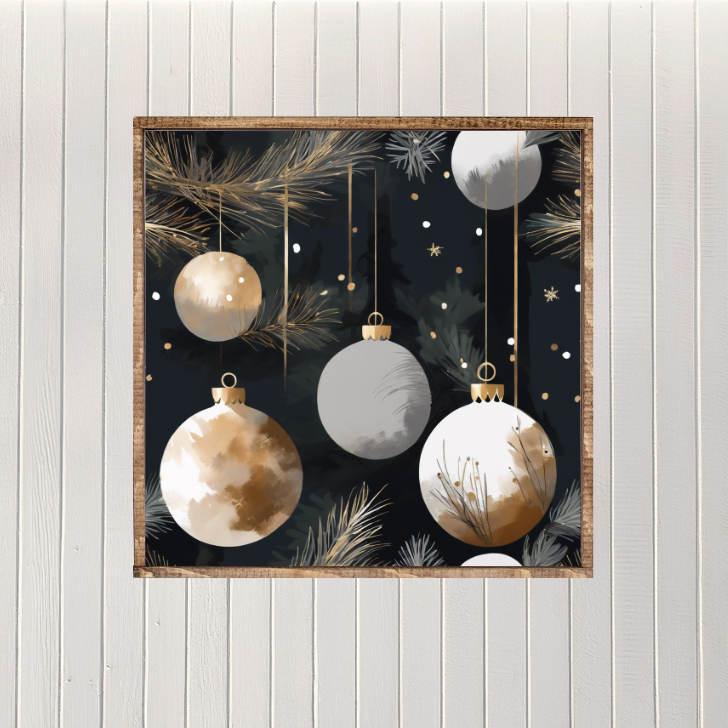 Festive Ornaments Canvas Printed Sign