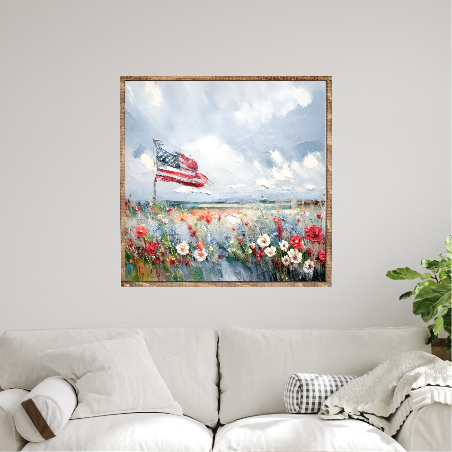 Fields of Freedom Canvas Printed Sign
