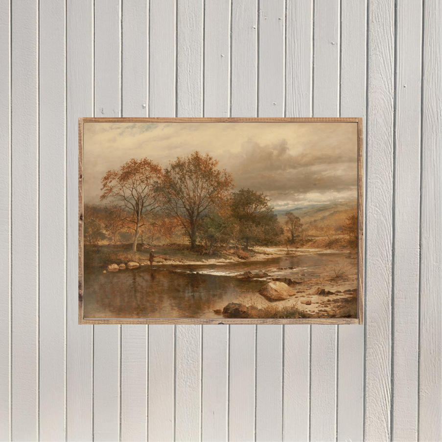 Fishing in Autumn Canvas Printed Sign