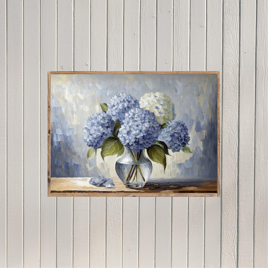 Fresh Hydrangea Bouquet Canvas Printed Sign