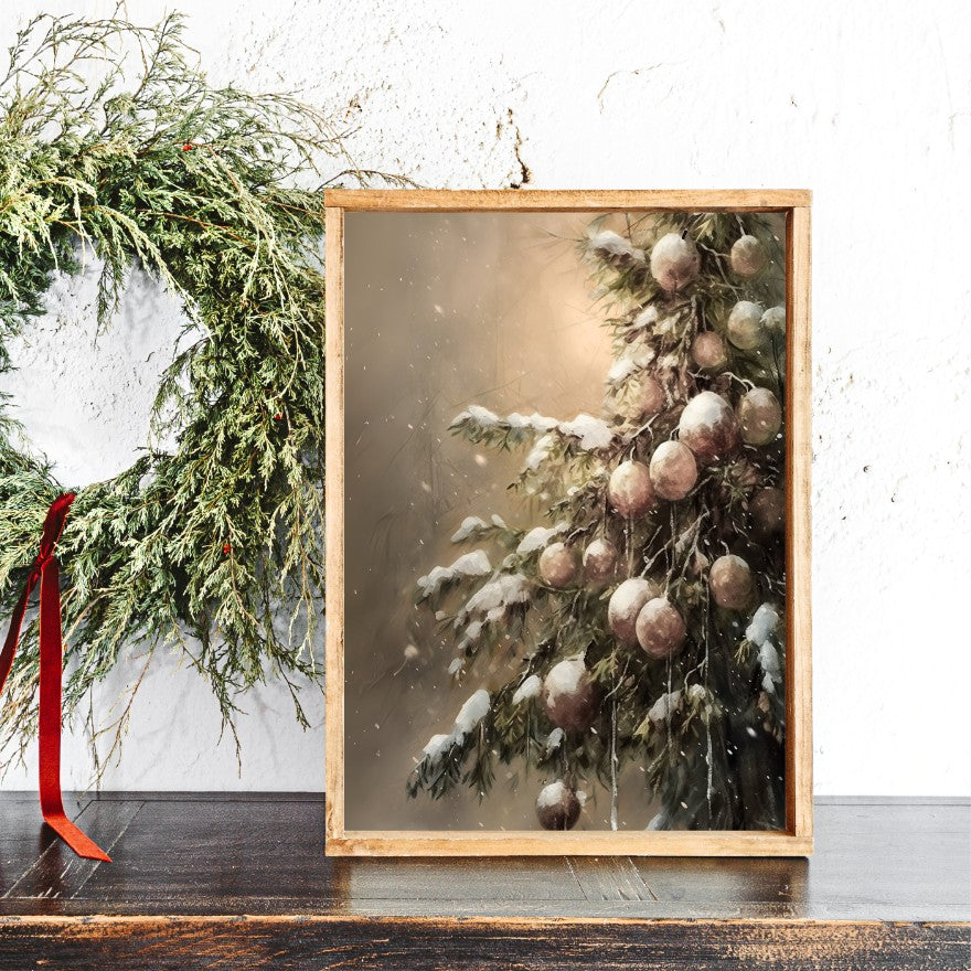 Frosted Ornaments Canvas Printed Sign