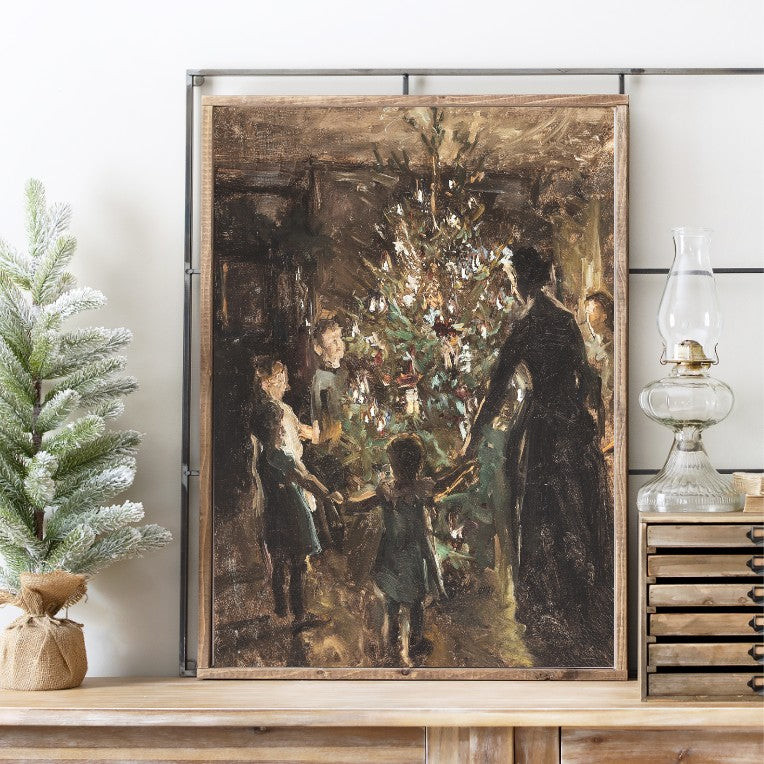 Gathered 'Round the Tree Canvas Printed Sign