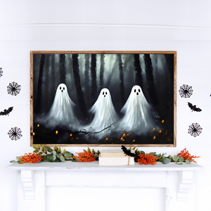 Ghosts In Haunted Woods Canvas Printed Sign