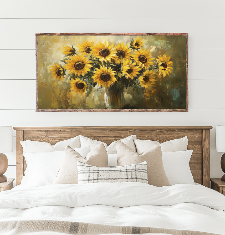 Golden Hour Sunflowers Canvas Printed Sign