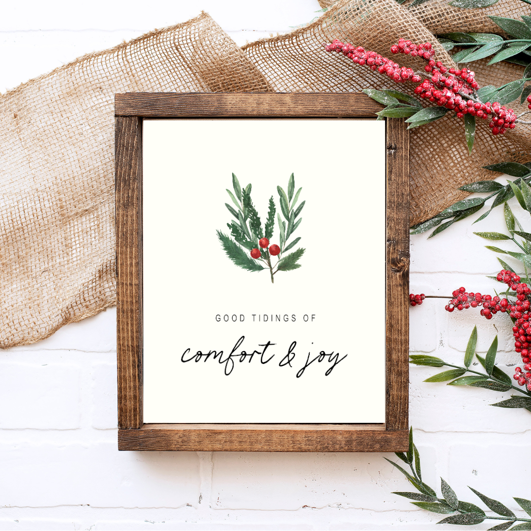 Good Tidings Of Comfort And Joy Canvas Printed Sign