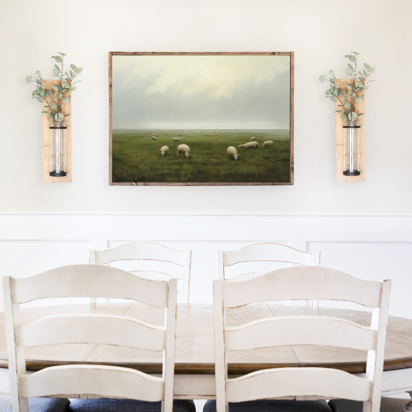 Grazing Sheep Canvas Printed Sign