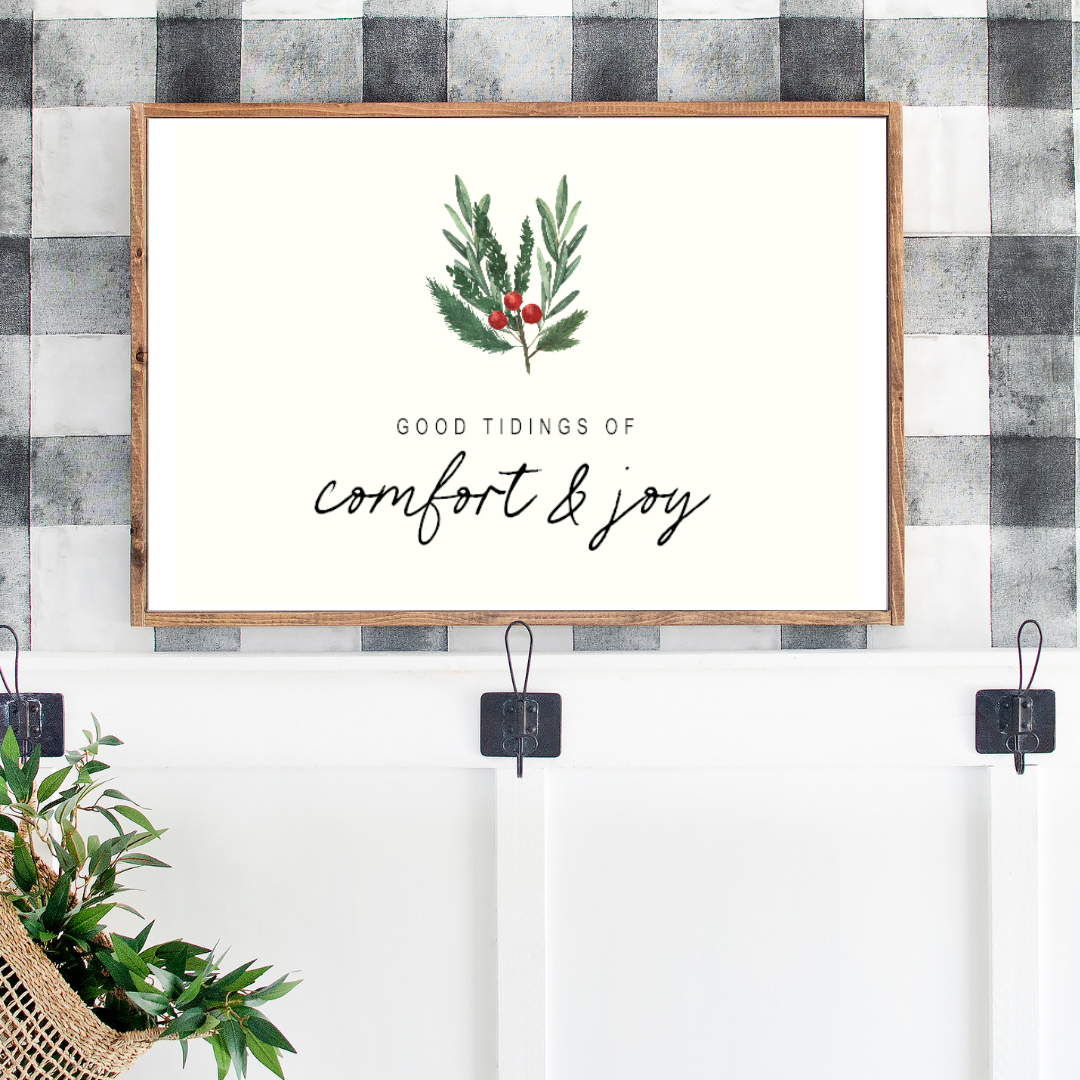 Good Tidings Of Comfort And Joy Canvas Printed Sign