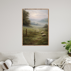 Grazing Through the Morning Mist Canvas Printed Sign