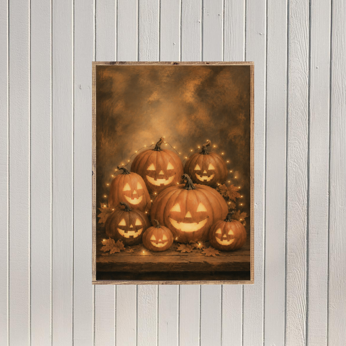 Halloween Jack-O-Lanterns Canvas Printed Sign