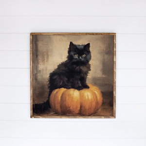 Halloween Kitty Canvas Printed Sign