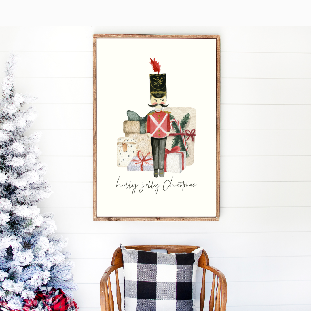 Holly Jolly Christmas Canvas Printed Sign
