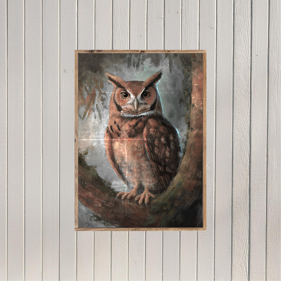 Hootie the Vintage Owl Canvas Printed Sign