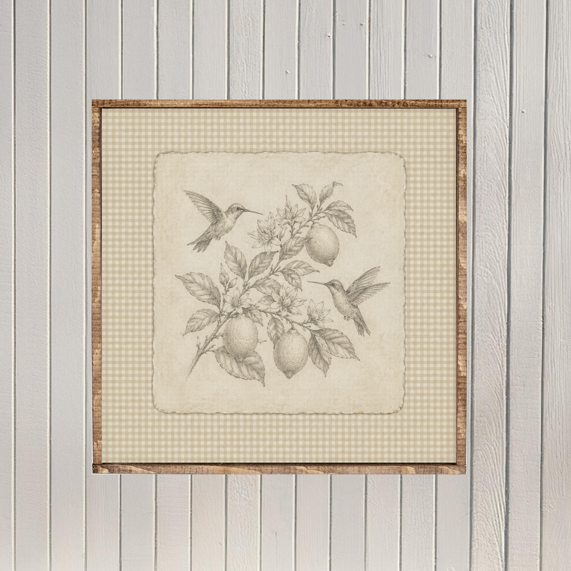 Hummingbirds in the Lemon Tree Canvas Printed Sign