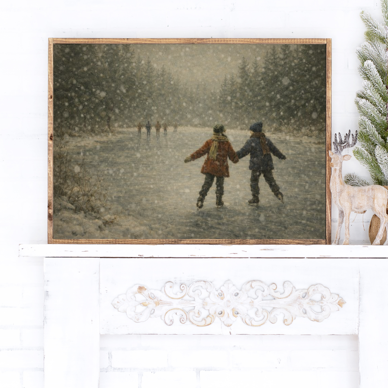 Hand in Hand Through Winter Canvas Printed Sign