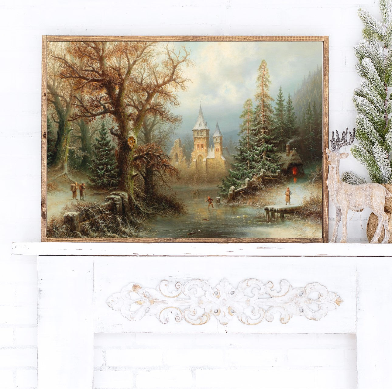 Ice Skating On The Creek Canvas Printed Sign