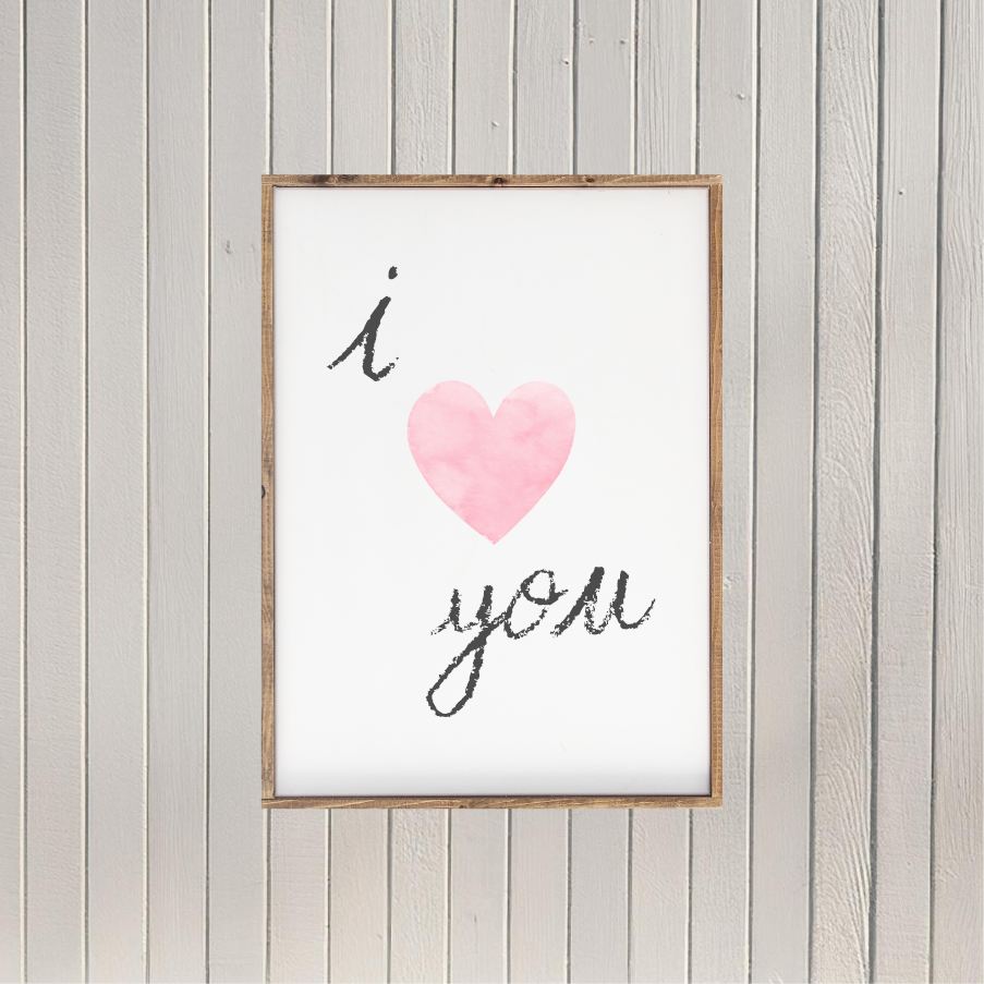 I Heart You Canvas Printed Sign