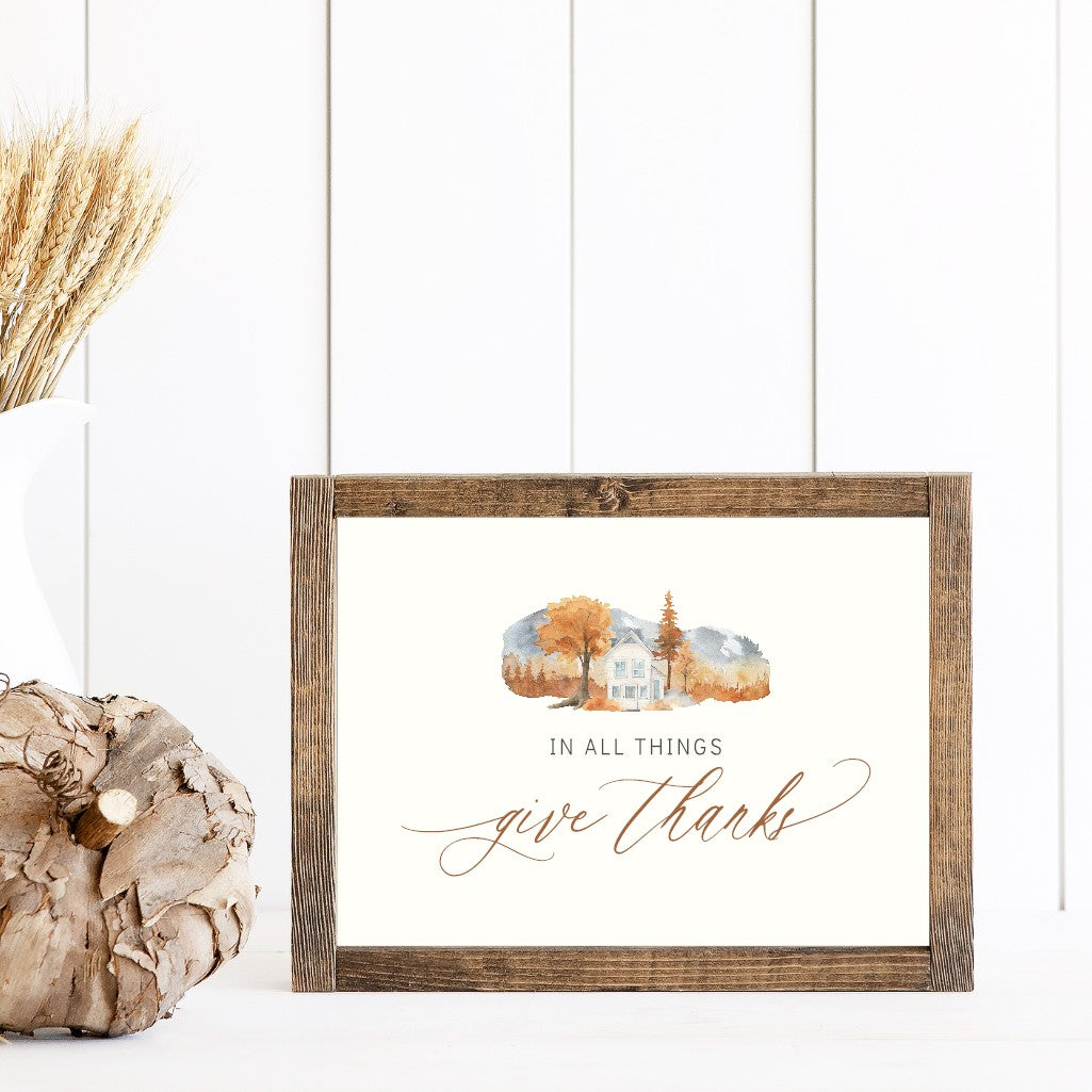 In All Things Give Thanks Canvas Printed Sign