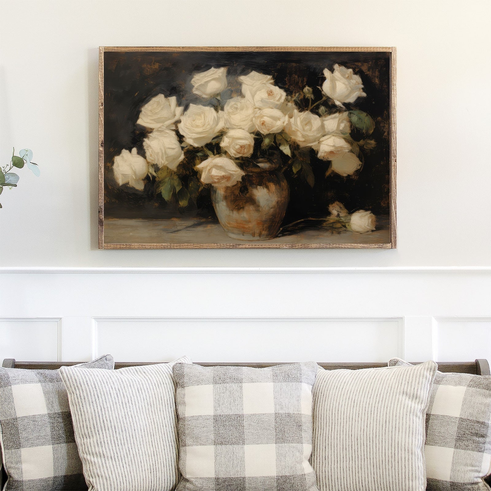 Ivory Rose Bouquet Canvas Printed Sign