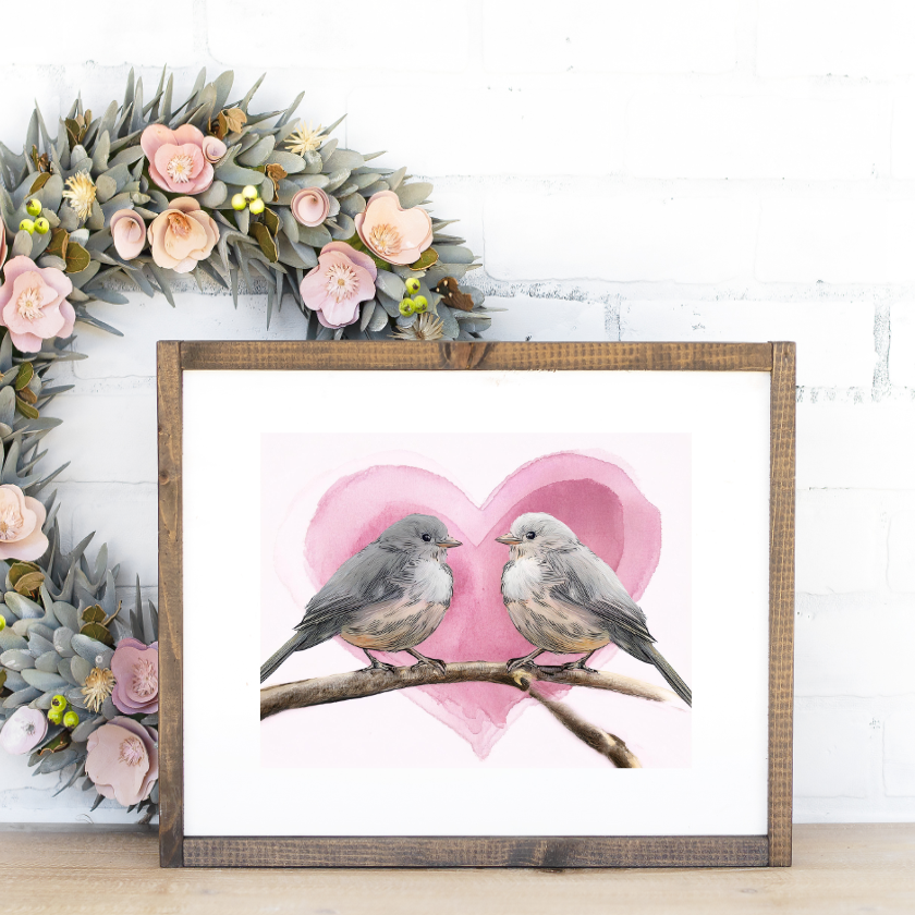 Love Birds Canvas Printed Sign