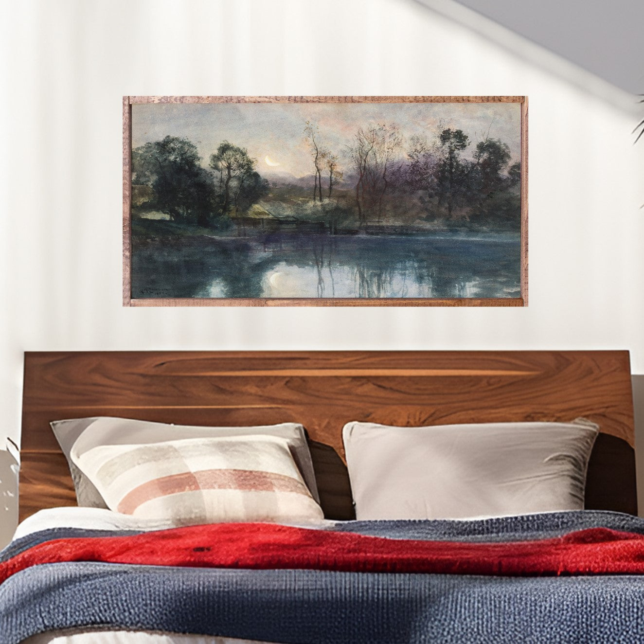 Midnight Moon Reflection Canvas Printed Sign