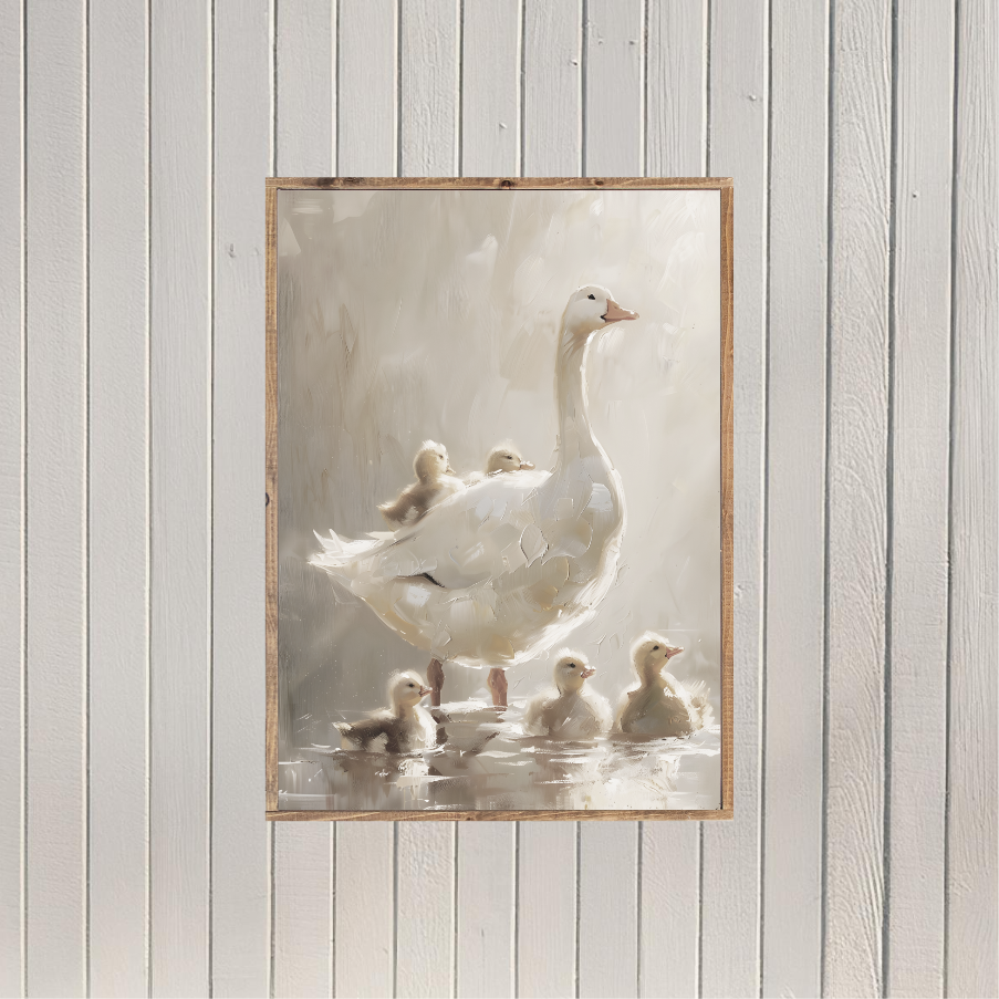 Momma and Her Chicks Canvas Printed Sign