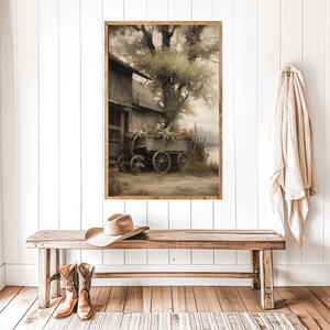 Moody Flower Wagon Canvas Printed Sign