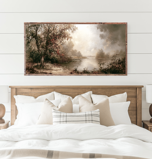 Moody Riverbank Canvas Printed Sign