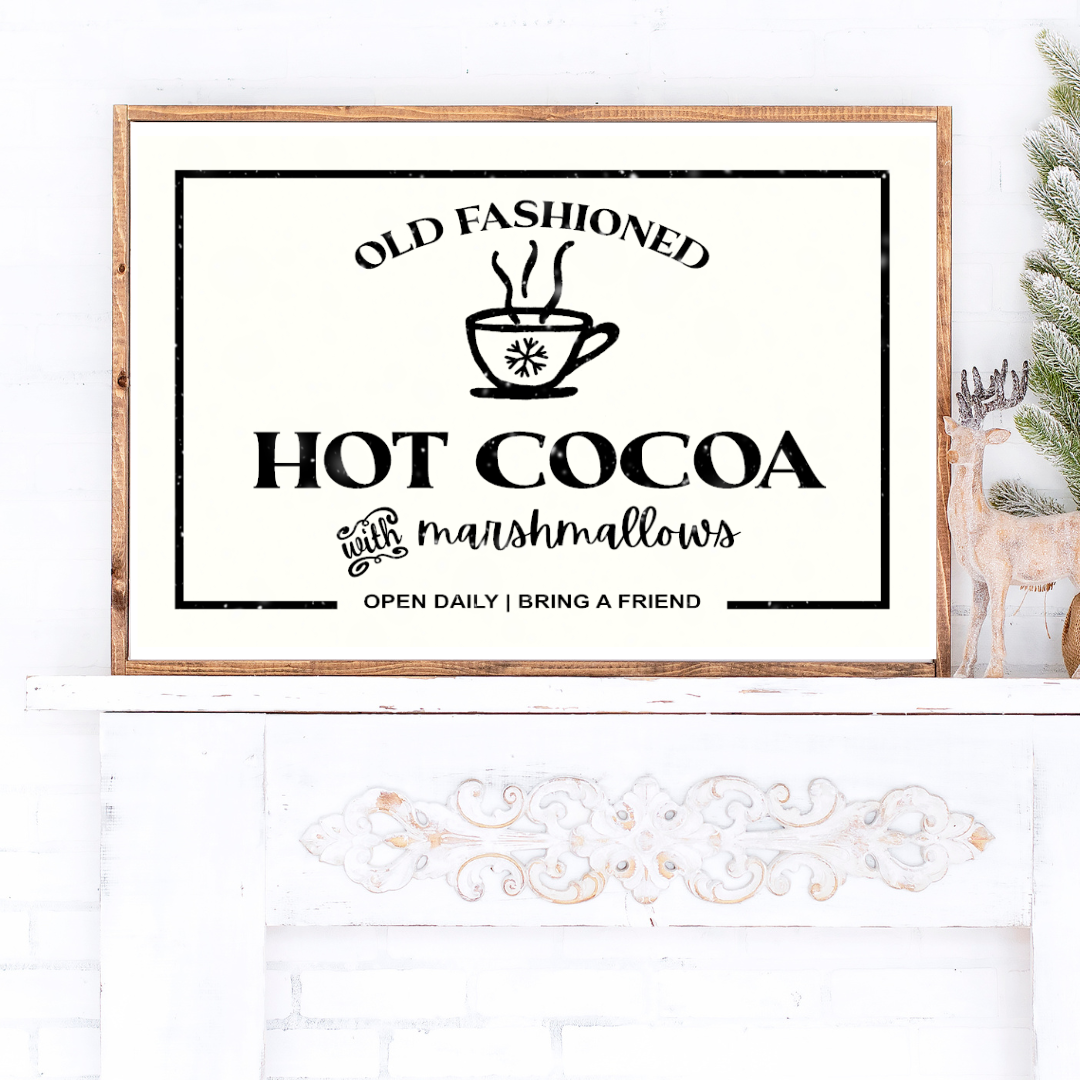 Old Fashioned Hot Cocoa Canvas Printed Sign