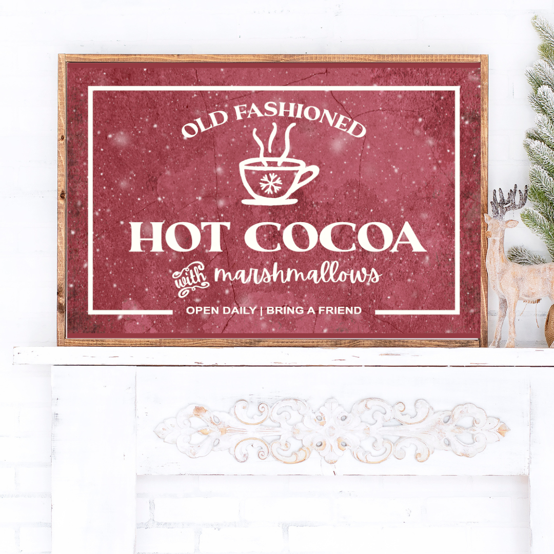 Old Fashioned Hot Cocoa Canvas Printed Sign