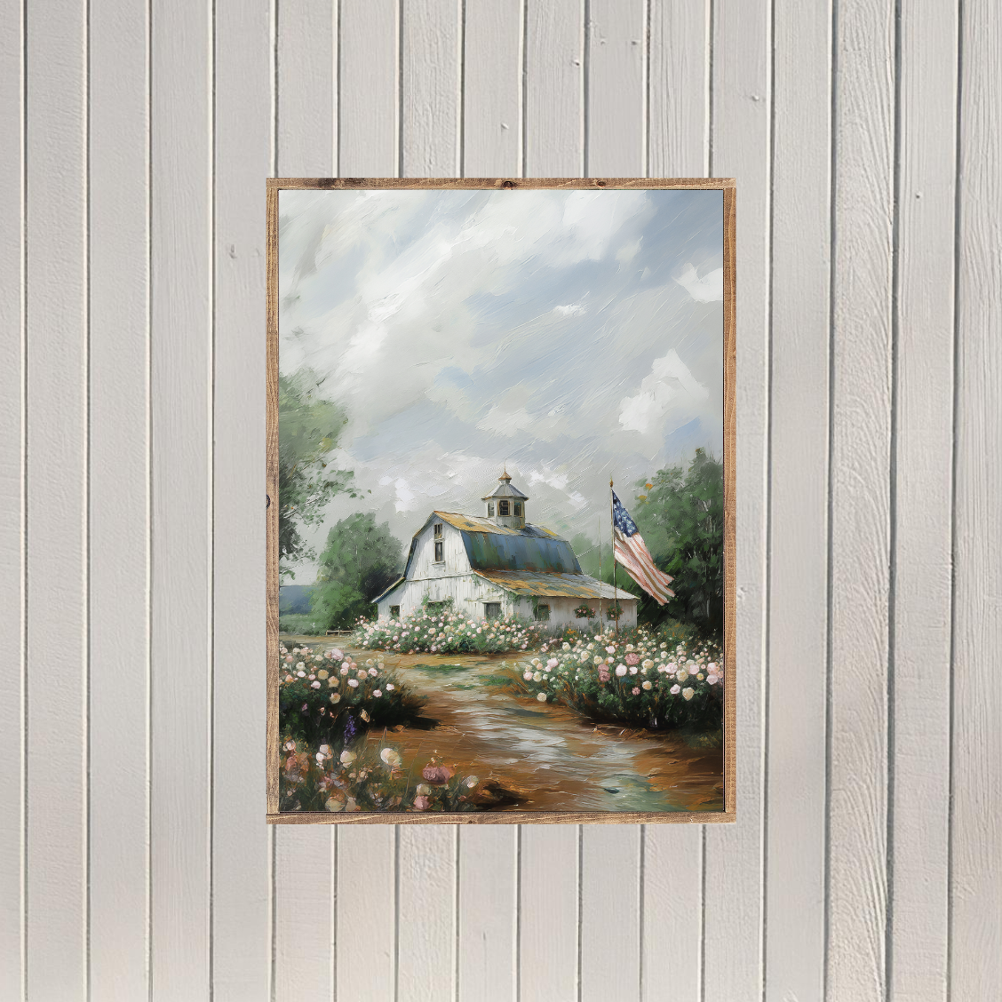 Patriotic Summer Barn Canvas Printed Sign