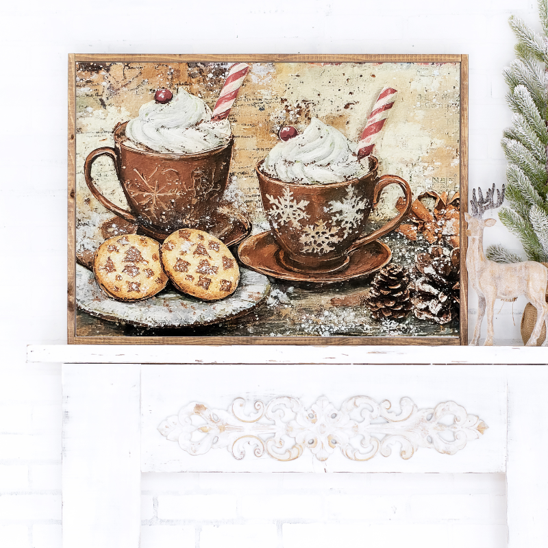Peppermint Cocoa Delight Canvas Printed Sign
