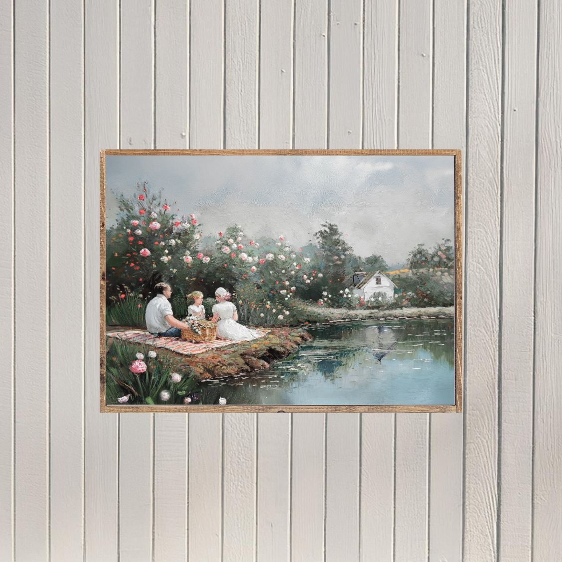 Picnic by the Pond Canvas Printed Sign
