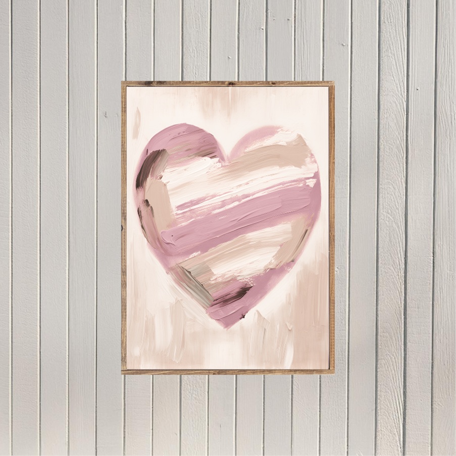 Pink Textured Heart Canvas Printed Sign