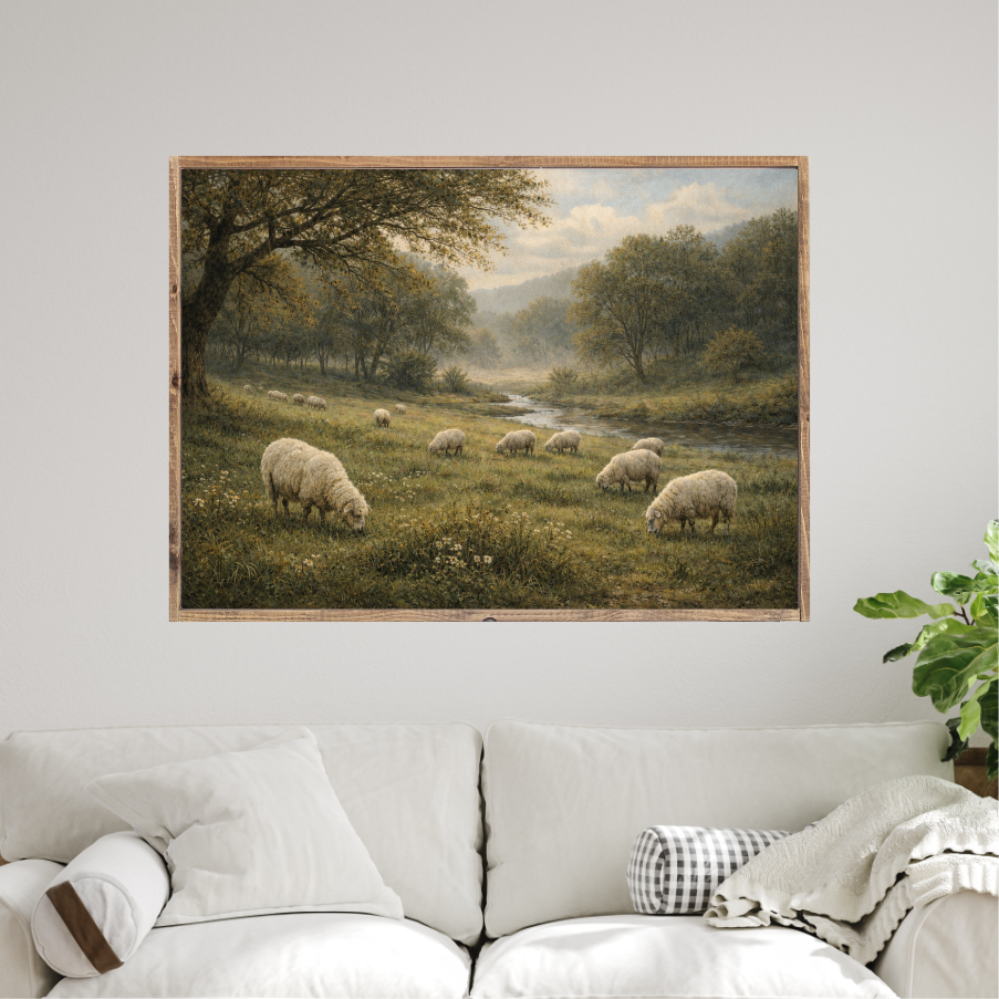 Quiet Pastures Along the Water Canvas Printed Sign