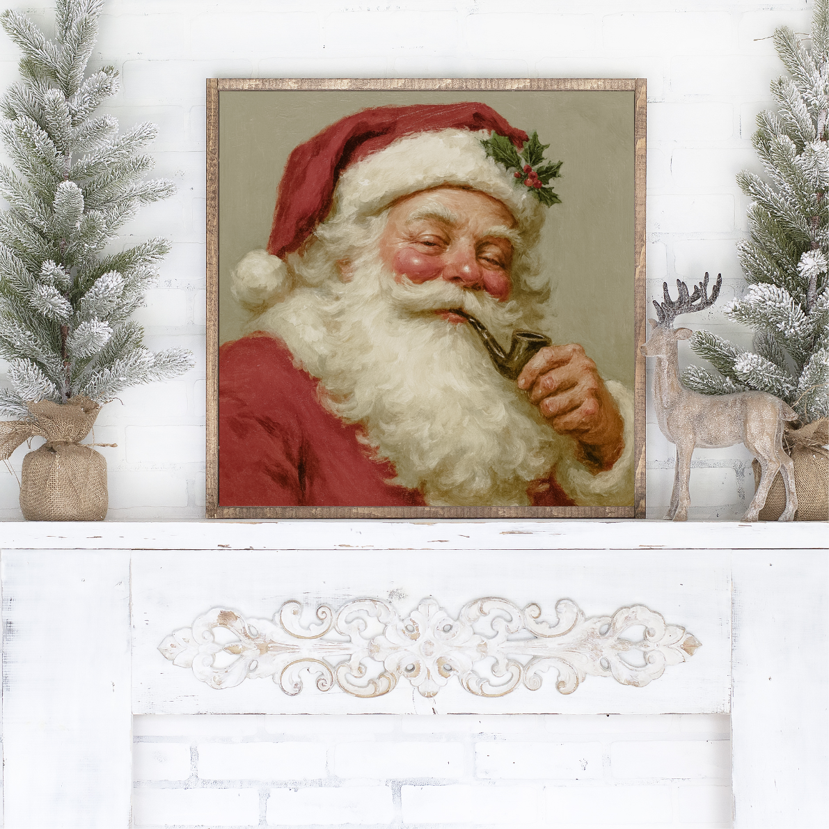 Retro Santa Canvas Printed Sign