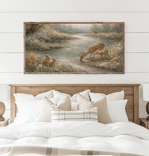 Riverside Spring Landscape Canvas Printed Sign