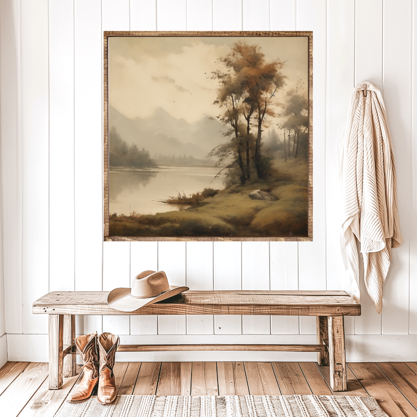 Riverside Autumn Canvas Printed Sign