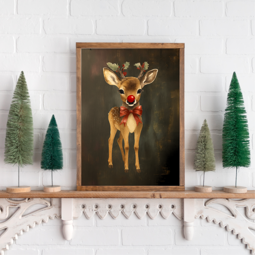 Rosy Nosed Rudolph Canvas Printed Sign