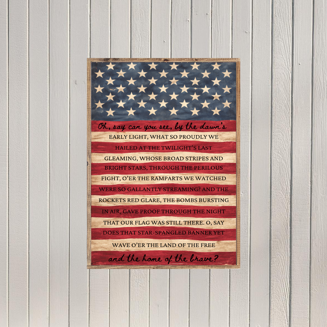 Rustic US Flag Star-Spangled Banner Canvas Printed Sign