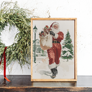 Santa On His Merry Way Canvas Printed Sign
