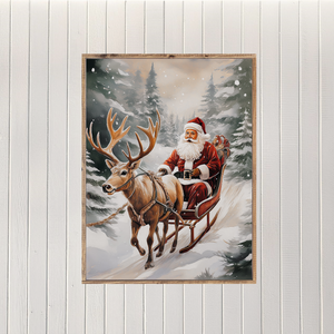 Santa's On His Way Canvas Printed Sign