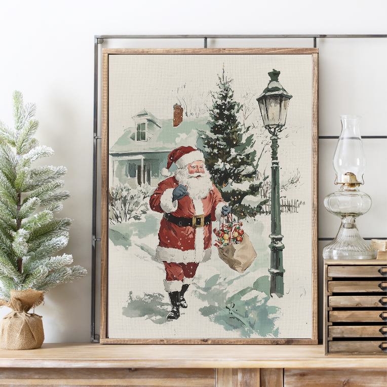 Santa's Sweet Stroll Canvas Printed Sign