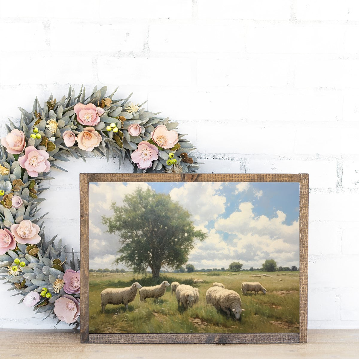 Sheep on a Sunny Day Canvas Printed Sign