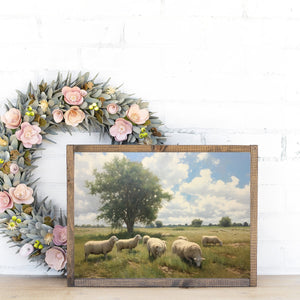 Sheep on a Sunny Day Canvas Printed Sign