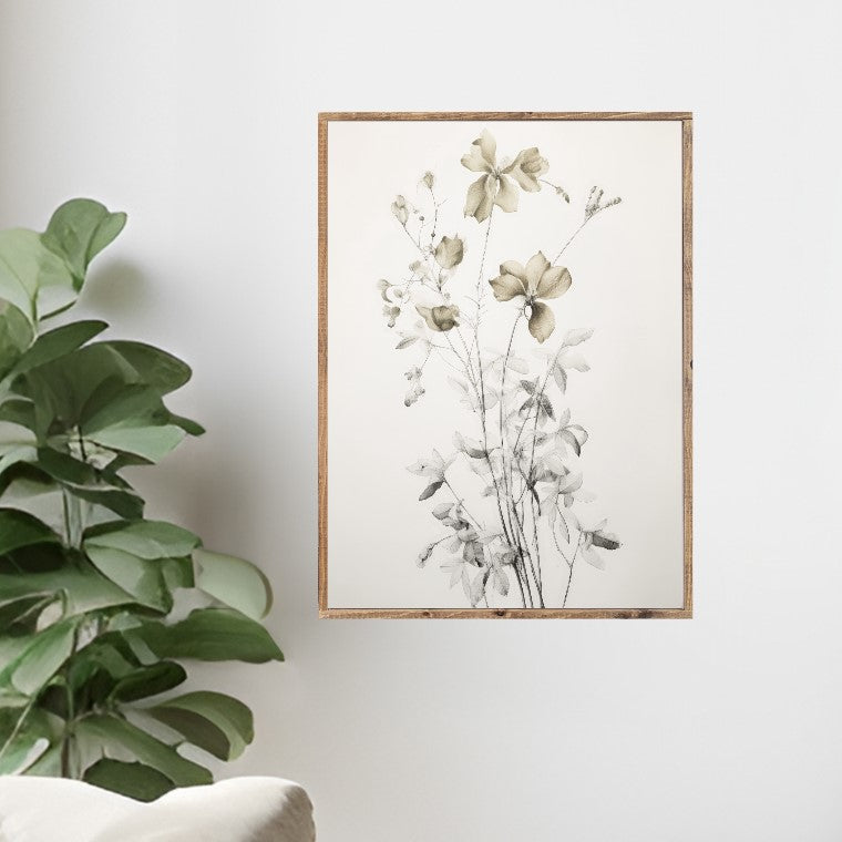Sketchy Wildflowers Canvas Printed Sign