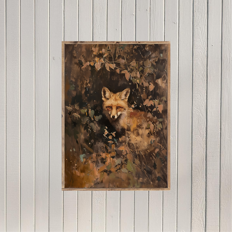Sly Fall Fox Canvas Printed Sign